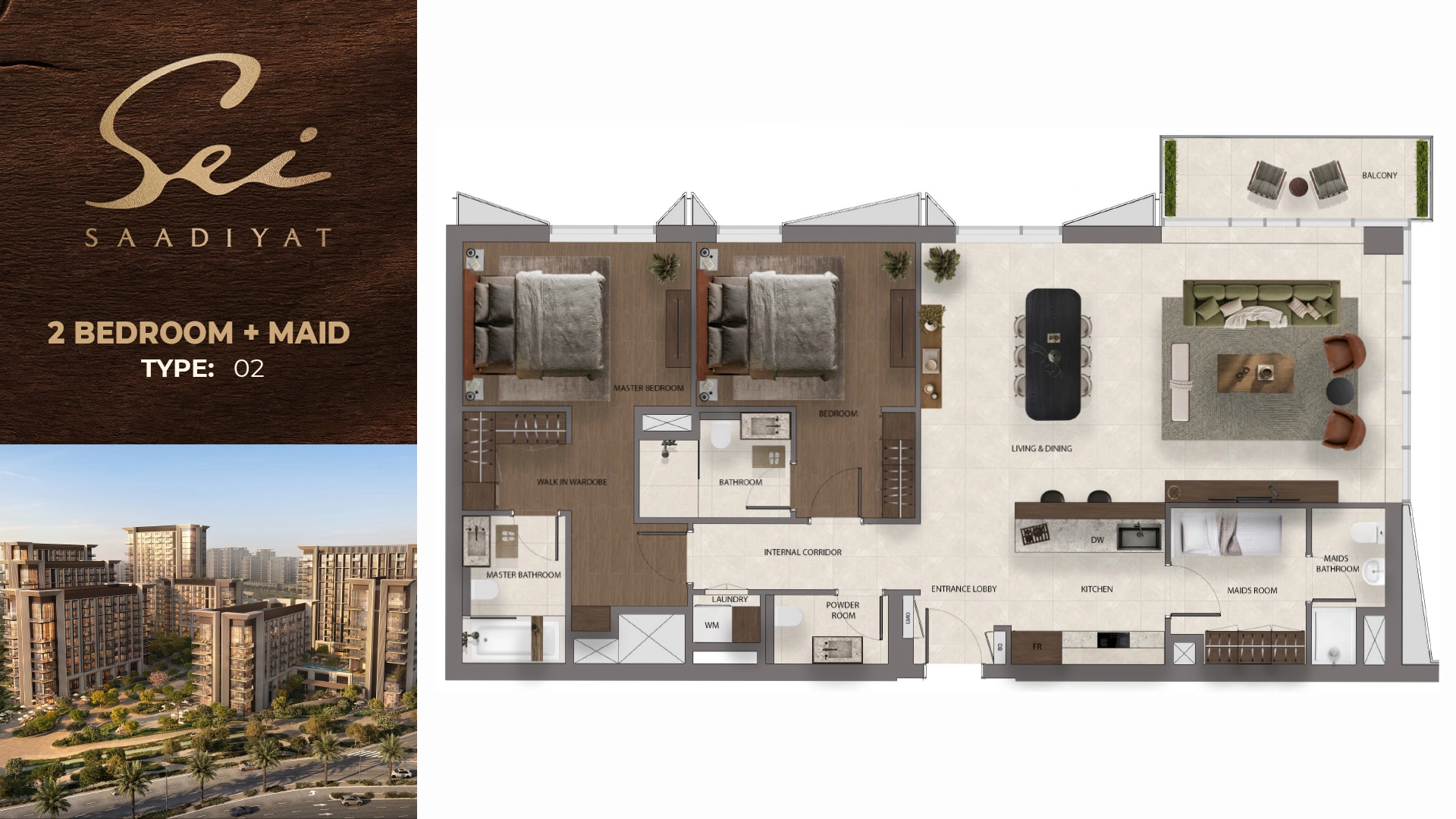 2 BR + Maid